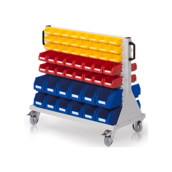 Chariot roulant 64 RAL 7035 avec bacs à bec RASTERPLAN - Servante avec bacs à bec en polyéthylène