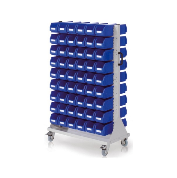 81 型转向架，RAL 7035，带 RASTERPLAN 易于查看的存储仓，1580x1000x500mm，双面 - 手推车，带有由聚乙烯制成的易于查看的存储仓