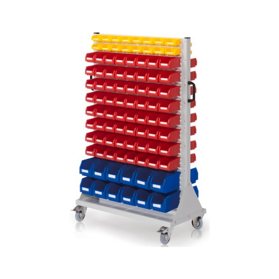 Bogie 84 RAL 7035 with RASTERPLAN easy-view storage bins - Trolley with easy-view storage bins made of polyethylene