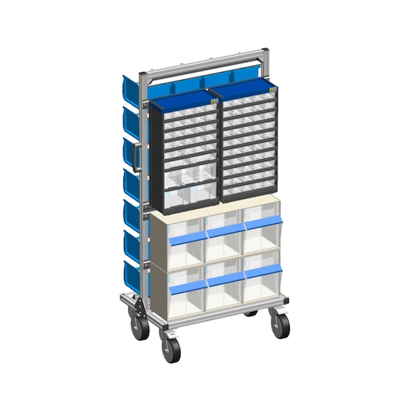 ALLIT ProfiPlus Depot-L 194 Kombi-Fahrregal mit Sichtboxen Kleinteilemagazinen - Stapelsichtboxen-Fahrregal ProfiPlus Depot-L RD 194