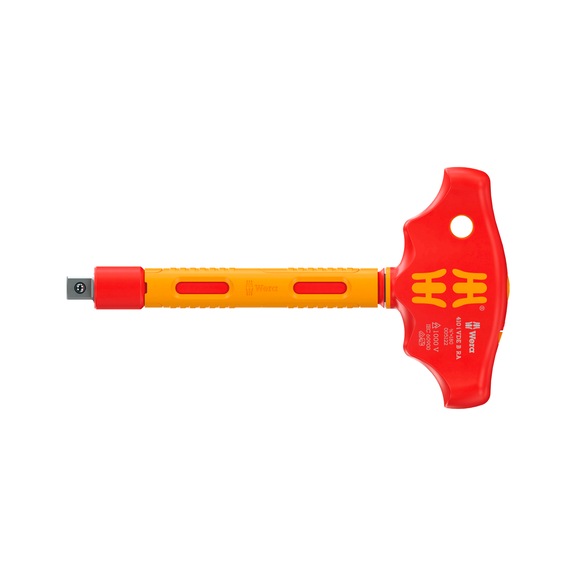 WERA VDE T-handle ratchet screwdriver 3/8 inch 410 i VDE B RA 05005122001 - 410 i VDE RA VDE-insulated T-handle adapter screwdriver with ratchet 