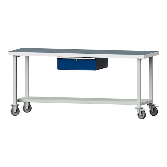 Work table, model 83, UBP 50 mm, RAL 7035/RAL 5010, 900 x 2000 x 700 mm - Working table 2000 mm movable