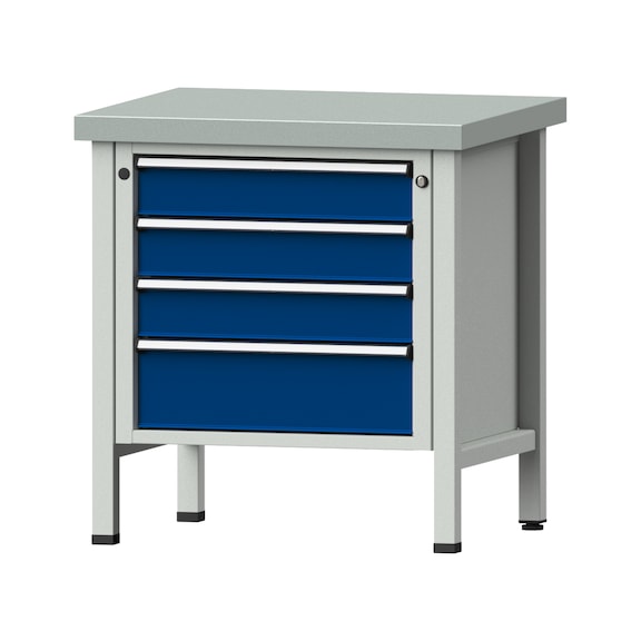 Kastenwerkbank V/T-BL 800 mm, Modell 25, ZBP 50 mm, RAL 7035/5010, 850x800x700 - Kastenwerkbank V - BL 1 Block