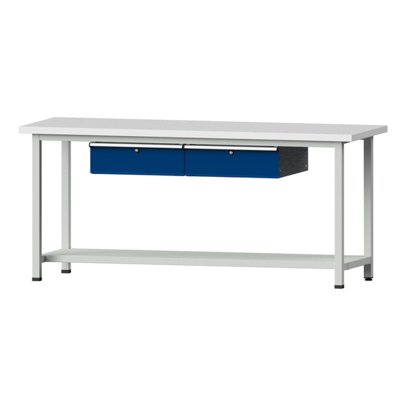 Work table, model 75, KSP 40 mm, RAL 7035/RAL 5010, 890 x 2000 x 700 mm - Working table 2000 mm static