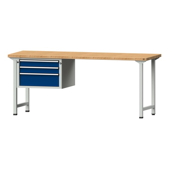 Combination workbench V/T-BL1500/2000 mm Model 623 BMP 40 mm RAL 7035/5010, 840 x 2000 x 700 - Combination workbench 2000 mm models 521 V - 726 V