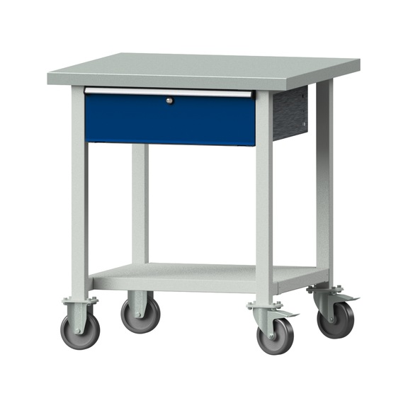 Work table, model 123, ZBP 40 mm, RAL 7035/RAL 5010, 890 x 800 x 800 mm - Working table 800 mm movable