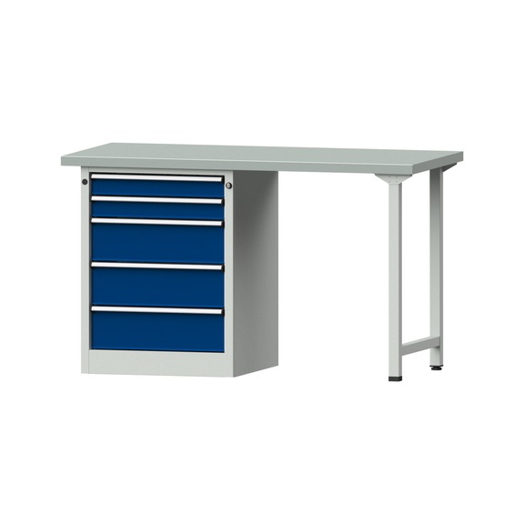 Combination workbench V/T-BL1500/2000 mm Model 810 ZBP 40 mm RAL 7035/5010, 890 x 1500 x 700 - Combination workbench 1500 mm models 809 V - 816 V