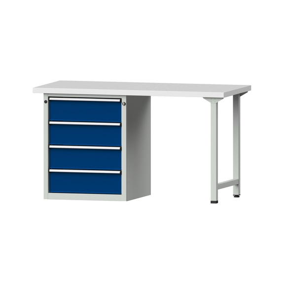 Combination workbench V/T-BL1500/2000 mm Model 808 KSP 40 mm RAL 7035/5010, 840 x 1500 x 700 - Combination workbench 1500 mm models 801 V - 808 VH