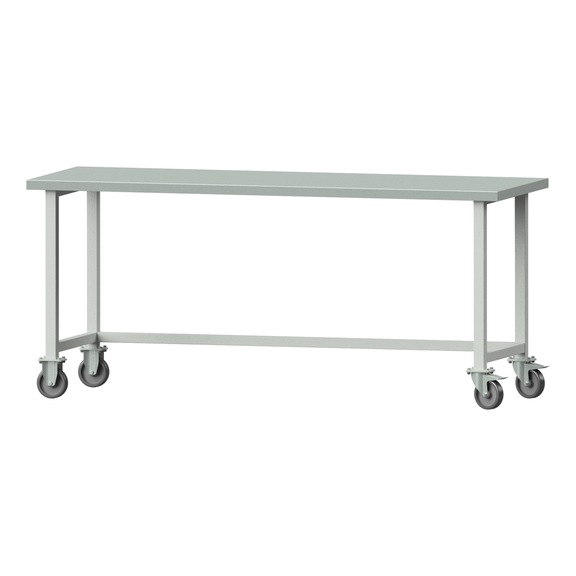 Arbeitstisch, Modell 80, ZBP 40 mm, RAL 7035 - Arbeitstisch 2000 mm fahrbar