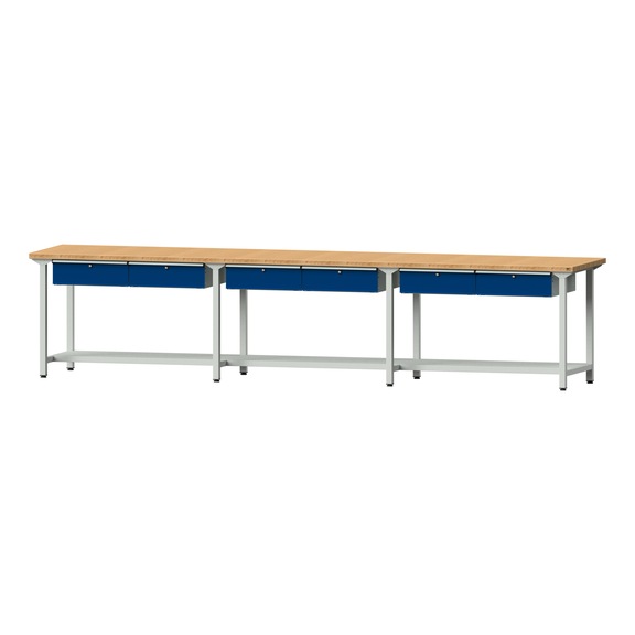 Work table, model 205, BMP 40 mm, RAL 7035/RAL 5010, 890 x 4050 x 800 mm - Working table 4500 mm static