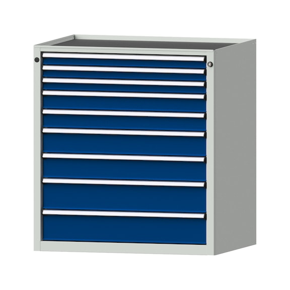 Drawer cabinet V910 model 3008 Storage tray RAL 7035/5010 Height 980 mm, 100 kg - Cupboard with drawers (storage equipment, workshop)