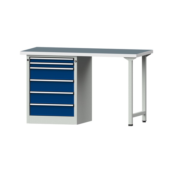 Combination workbench V/T-BL1500/2000 mm Model 811 UBP 40 mm RAL 7035/5010, 890 x 1500 x 700 - Combination workbench 1500 mm models 809 V - 816 V