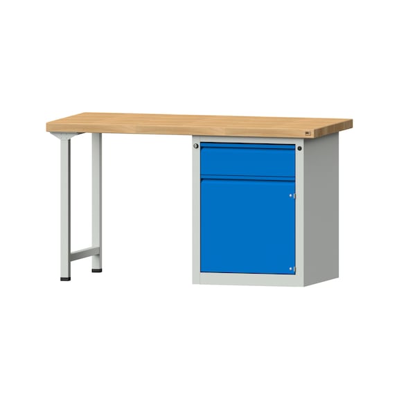 Combination workbench E 1500/2000 mm, model 801, BMP 50 mm, RAL 7035/RAL 5012 - Combination workbench E 1500 mm