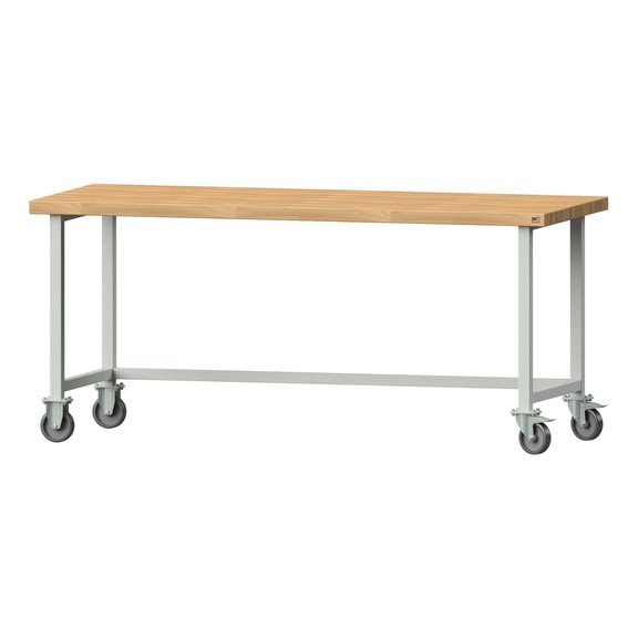 Arbeitstisch, Modell 180, BMP 50 mm, RAL 7035, 900 x 2000 x 800 mm - Arbeitstisch 2000 mm fahrbar