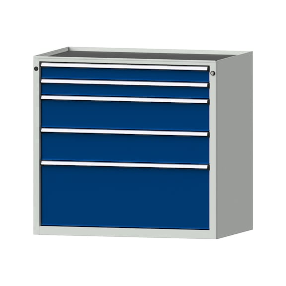 Schubladenschrank V1060 Modell 3009 Ablagewanne RAL 7035/5010 Höhe 980 mm, 100kg - Schubladenschrank (Lagereinrichtung, Werkstatt)