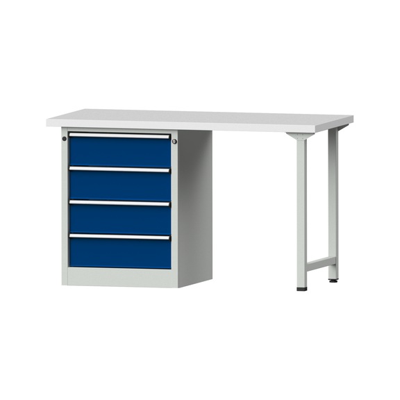 Combination workbench V/T-BL1500/2000 mm Model 808 KSP 40 mm RAL 7035/5010, 890 x 1500 x 700 - Combination workbench 1500 mm models 801 V - 808 VH