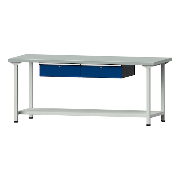 Work table, model 175, ZBP 40 mm, RAL 7035/RAL 5010, 840 x 2000 x 800 mm - Working table 2000 mm static