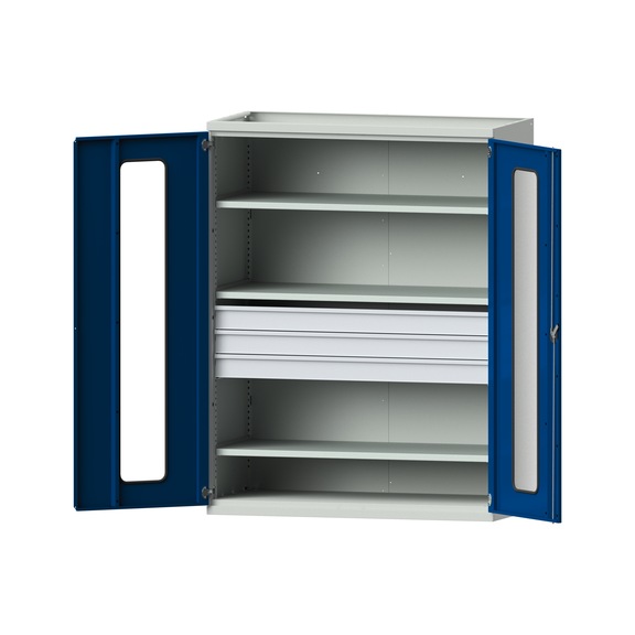 Heavy-duty cabinet T690 mm - H1950 mm, model 303, RAL 7035/RAL 5010, 620.014.0096 - Workshop cupboard
