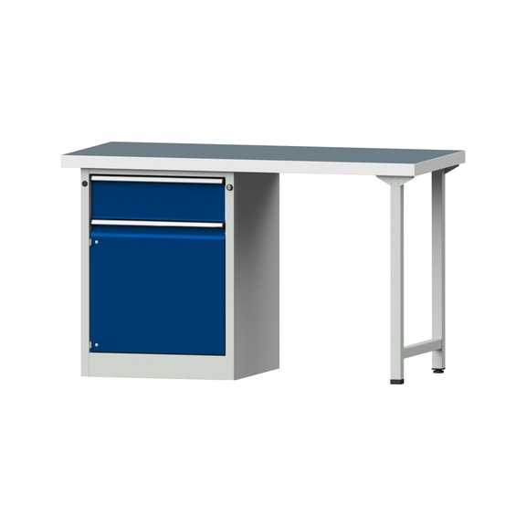 Kombiwerkbank V/T-BL1500/2000 mm Modell 801 UBP 50mm RAL 7035/5010, 900x1500x700 - Kombiwerkbank V - BL 1500 mm Modelle 801 V - 808 VH