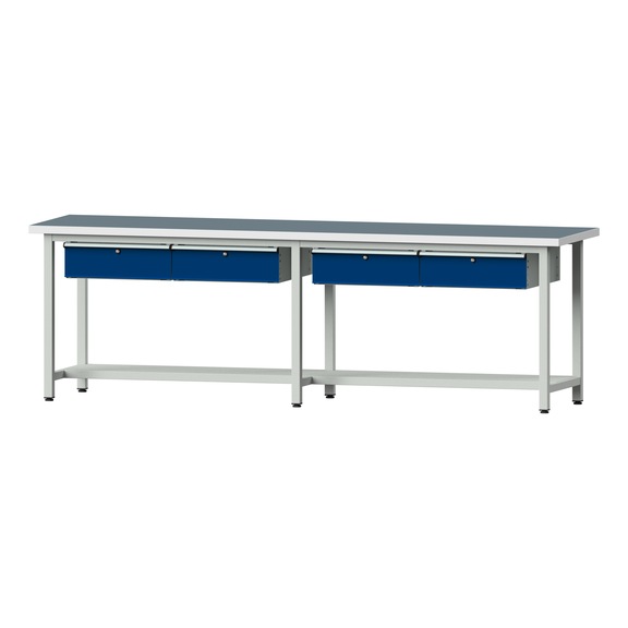 Work table, model 95, UBP 40 mm, RAL 7035/RAL 5010, 890 x 2800 x 700 mm - Working table 2800 mm static