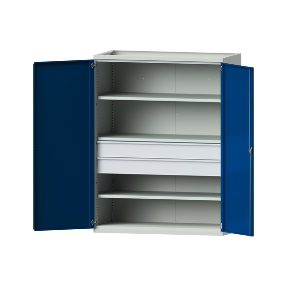 Heavy-duty cabinet T690 mm - H1950 mm, model 302, RAL 7035/RAL 5010, 620.014.0003 - Workshop cupboard