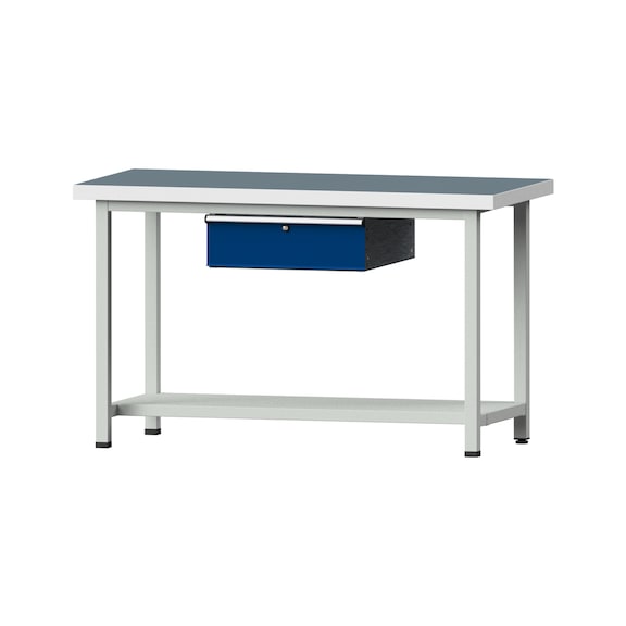 Work table, model 53, UBP 50 mm, RAL 7035/RAL 5010, 900 x 1500 x 700 mm - Working table 1500 mm static