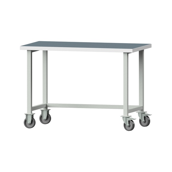 Arbeitstisch, Modell 40, UBP 40 mm, RAL 7035, 890 x 1270 x 700 mm - Arbeitstisch 1270 mm fahrbar