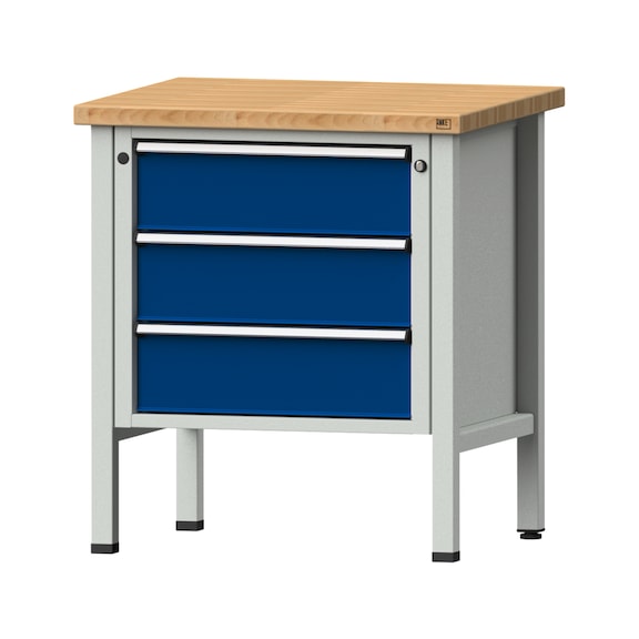 Box workbench V/T-BL 800 mm, model 18, BMP 40 mm, RAL 7035/5010, 890x800x700 - Cabinet workbench 1 block