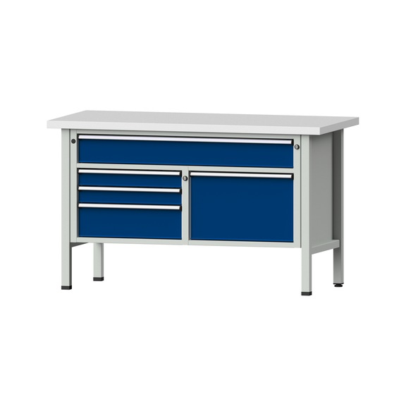 Box workbench 1500 3-part housing model 256 KSP 40 mm 7035/5010 890x1500x700 - Cabinet workbench 2 blocks 1500 3-piece