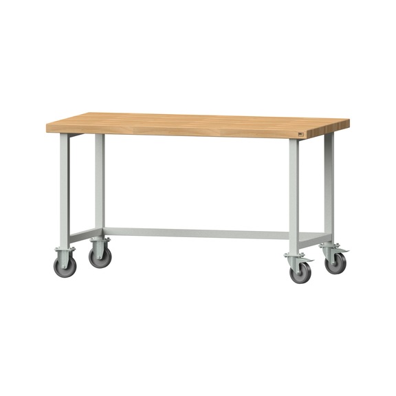 Arbeitstisch, Modell 160, BMP 50 mm, RAL 7035, 850 x 1500 x 800 mm - Arbeitstisch 1500 mm fahrbar