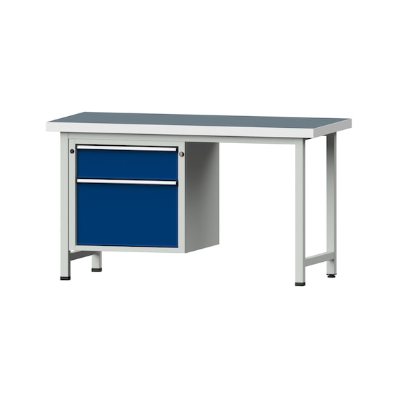 Combination workbench V/T-BL1500/2000 mm Model 701 UBP 50 mm RAL 7035/5010, 850 x 1500 x 700 - Combination workbench 1500 mm models 501 V - 709 V