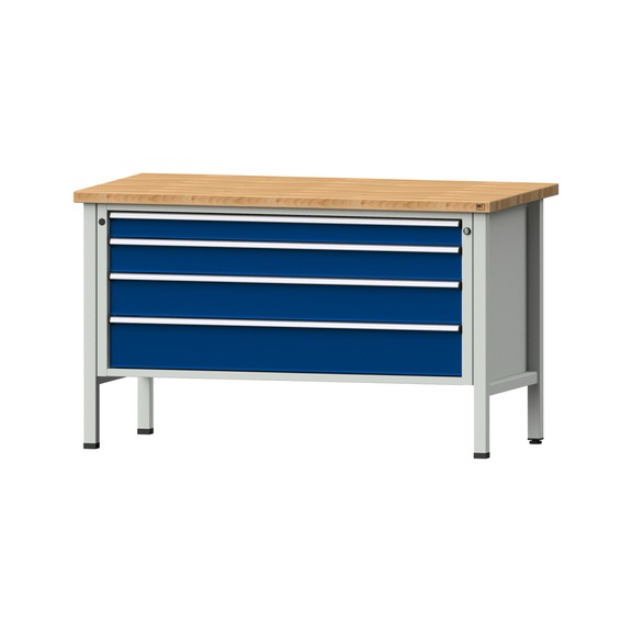 Kastenwerkbank VX 1500 mm, Modell 31, BMP 40 mm, RAL 7035/RAL 5010, 890x1500x800 - Kastenwerkbank V - X 1500 mm 1 Block