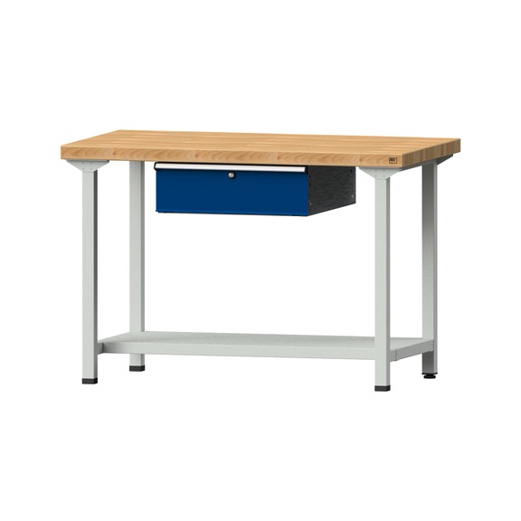 Work table, model 33, BMP 50 mm, RAL 7035/RAL 5010, 850 x 1270 x 700 mm - Working table 1270 mm static