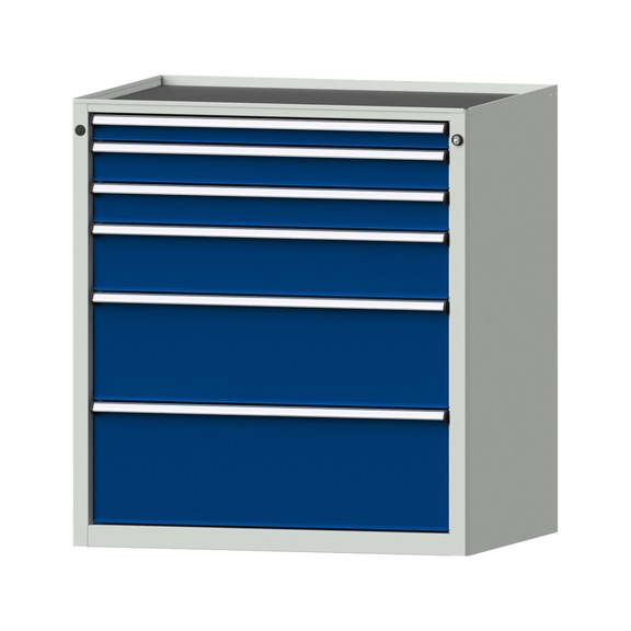 Drawer cabinet V910 model 3006 Storage tray RAL 7035/5010 Height 980 mm, 100 kg - Cupboard with drawers (storage equipment, workshop)