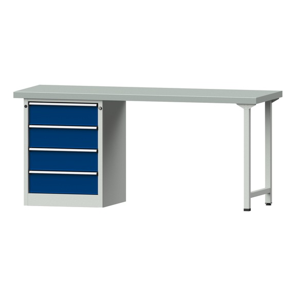 Kombiwerkbank V/T-BL1500/2000 mm Modell 828 ZBP 50mm RAL 7035/5010, 900x2000x700 - Kombiwerkbank V - BL 2000 mm Modelle 821 VH - 850 VH