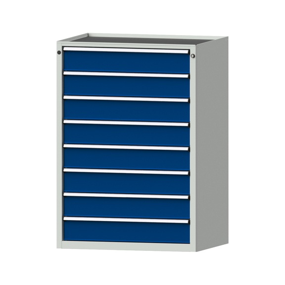 Drawer cabinet V910 model 4002 Storage tray RAL 7035/5010 Height 1280 mm, 200 kg - Cupboard with drawers (storage equipment, workshop)