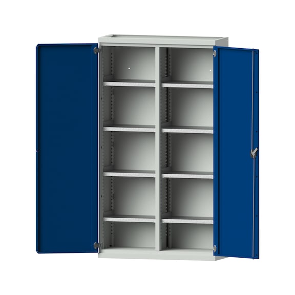 Schwerlastschrank T400mm - H1950mm, Modell 201, RAL 7035/RAL 5010, 620.009.0002 - Werkstattschrank