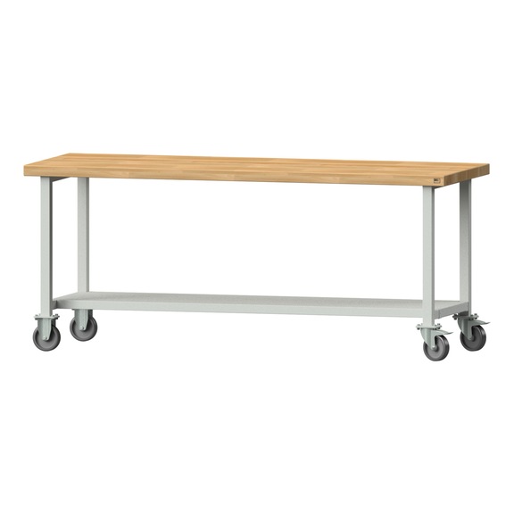 Arbeitstisch, Modell 81, BMP 50 mm, RAL 7035, 850 x 2000 x 700 mm - Arbeitstisch 2000 mm fahrbar