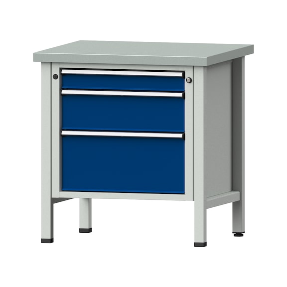 Box workbench V/T-BL 800 mm, model 22, ZBP 40 mm, RAL 7035/5010, 840x800x700 - Cabinet workbench 1 block