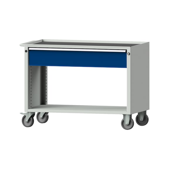 Workshop trolley V/T, model 251, storage tray, RAL 7035/RAL 5010, height 810 mm - Workshop trolley