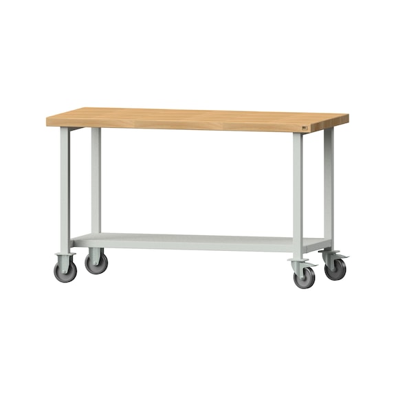 Arbeitstisch, Modell 61, BMP 50 mm, RAL 7035, 900 x 1500 x 700 mm - Arbeitstisch 1500 mm fahrbar