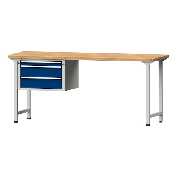 Combination workbench V/T-BL1500/2000 mm Model 622 BMP 40 mm RAL 7035/5010, 890 x 2000 x 700 - Combination workbench 2000 mm models 521 V - 726 V