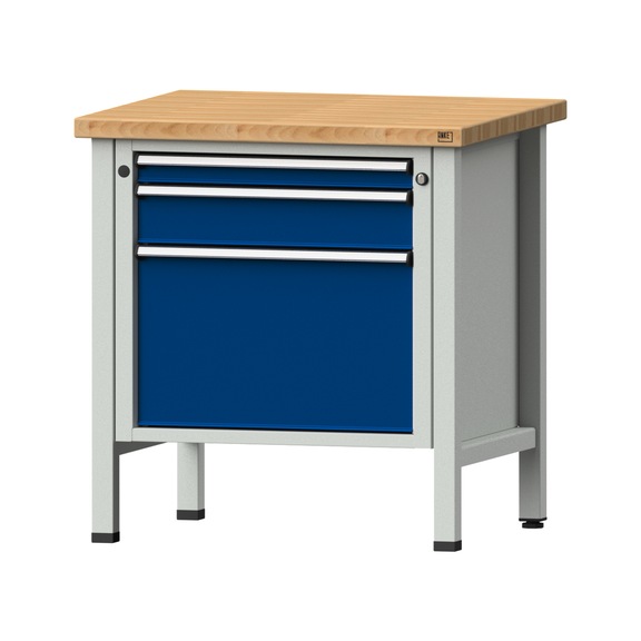 Box workbench V/T-BL 800 mm, model 57, BMP 40 mm, RAL 7035/5010, 840x800x700 - Cabinet workbench 1 block