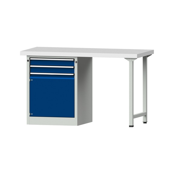 Kombiwerkbank V/T-BL1500/2000 mm Modell 802 KSP 50mm RAL 7035/5010, 900x1500x700 - Kombiwerkbank V - BL 1500 mm Modelle 801 V - 808 VH