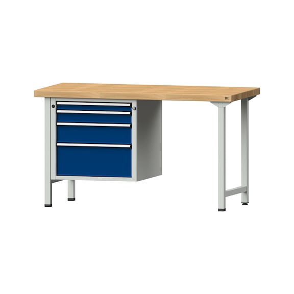 Combination workbench V/T-BL1500/2000 mm Model 709 BMP 50 mm RAL 7035/5010, 850 x 1500 x 700 - Combination workbench 1500 mm models 501 V - 709 V