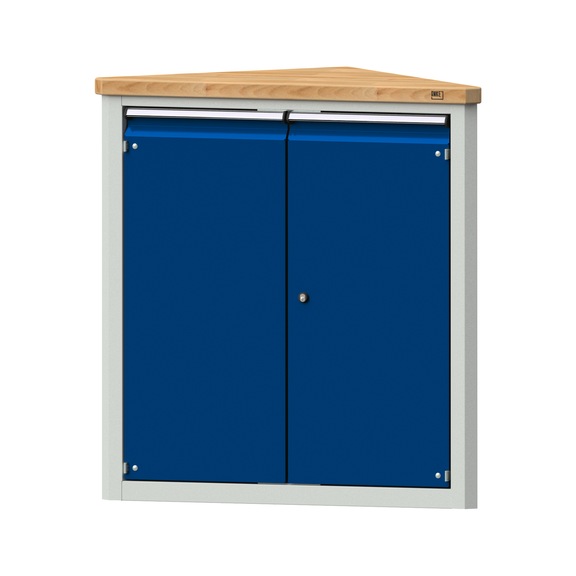 Eckschrank Thekenanlage, Modell 3030, BMP 40 mm, RAL 7035/RAL 5010 - Werkstattschrank