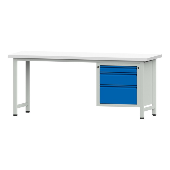 Combination workbench E 1500/2000 mm - 1UB, model 730, KSP 40 mm, RAL 7035/RAL 5012 - Combination workbench E 2000 mm