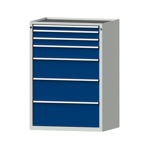 Drawer cabinet V910 model 4005 Storage tray RAL 7035/5010 Height 1280 mm, 100 kg - Cupboard with drawers (storage equipment, workshop)