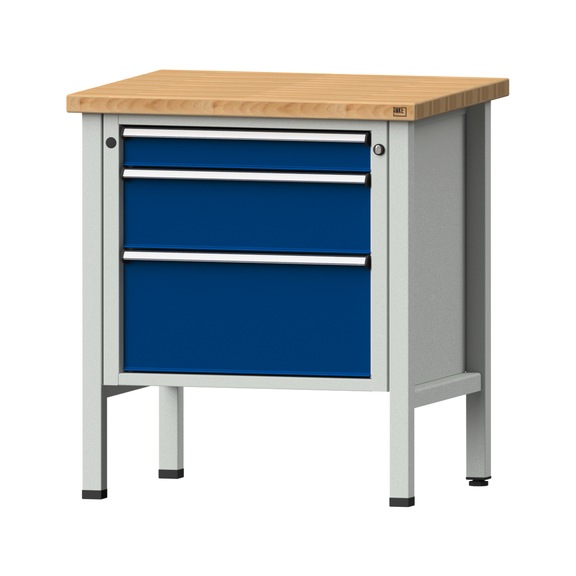 Box workbench V/T-BL 800 mm, model 22, BMP 40 mm, RAL 7035/5010, 890x800x700 - Cabinet workbench 1 block