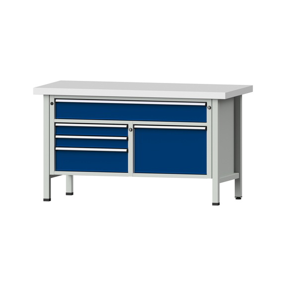 Box workbench 1500 3-piece housing model 256 KSP 50 mm 7035/5010 850x1500x700 - Cabinet workbench 2 blocks 1500 3-piece